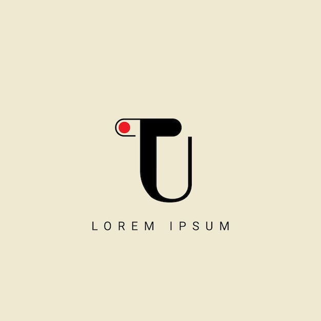 Diseño de la letra del logotipo TU círculo polígono triángulo hexágono plano y estilo simple con color blanco