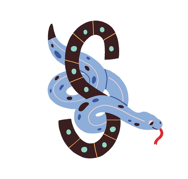 Vector diseño de letra mayúscula s del alfabeto inglés infantil con serpiente linda. fuente latina para niños para el aprendizaje de abc para niños. ilustración de vector plano dibujado a mano aislado sobre fondo blanco.