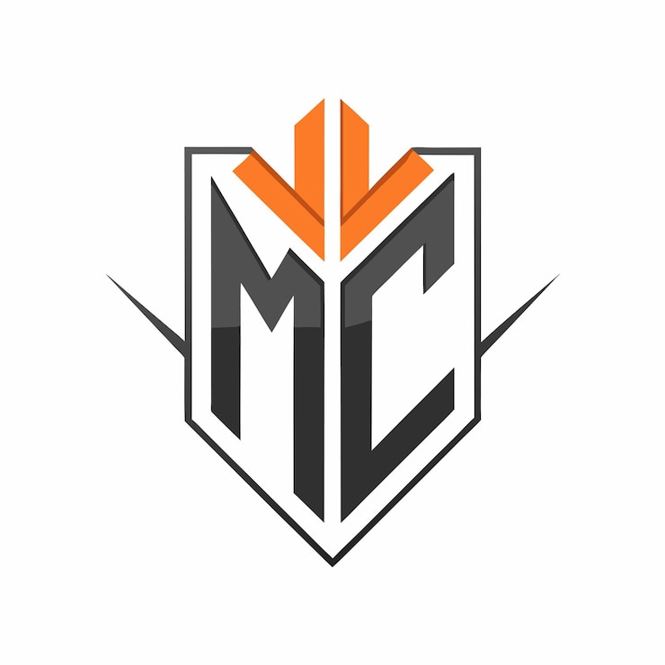 Vector diseño de la letra mc del logotipo plano y fondo blanco minimalista