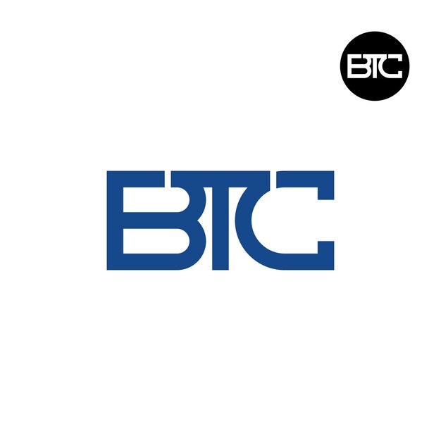Diseño de la letra monograma del logotipo BTC