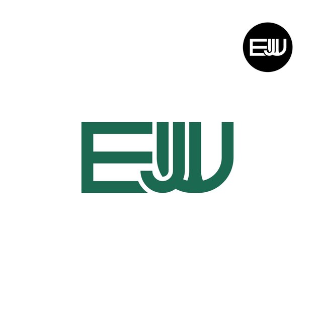 Diseño de la letra monograma del logotipo de EJW