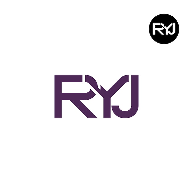 Diseño de la letra monograma del logotipo de RYJ