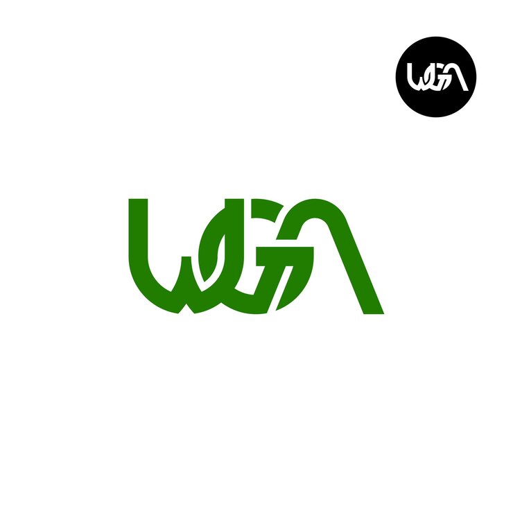 Vector diseño de la letra monograma del logotipo de wga