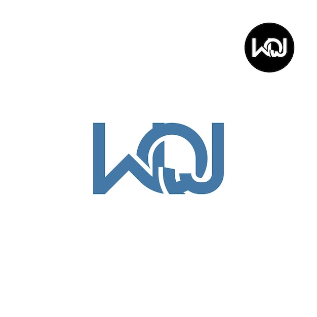 Diseño de la letra monograma del logotipo de WQJ