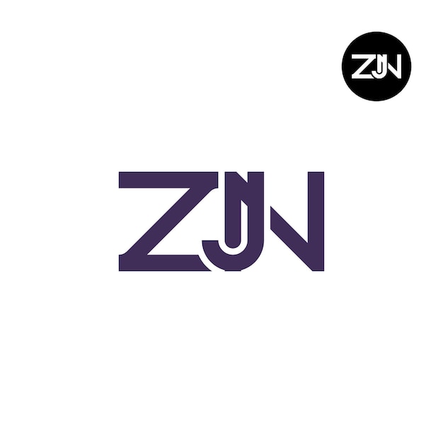 Diseño de la letra monograma del logotipo de ZJN
