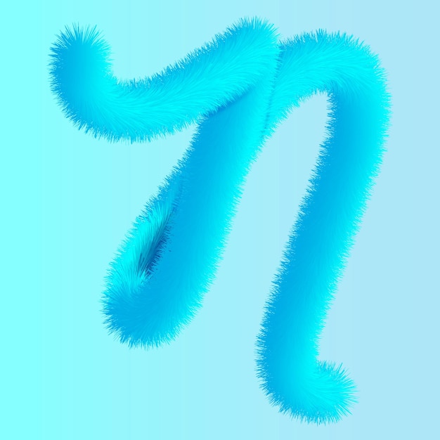 Diseño de la letra N azul peludo 3D Ilustración del alfabeto difuso