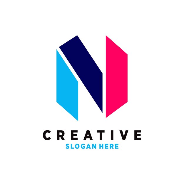 Diseño de letra n vectorial con icono y concepto de idea de elemento único creativo