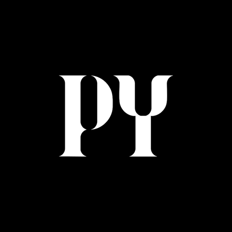 Vector diseño de la letra py py logotipo de la letra inicial py monograma de mayúsculas logotipo de color blanco logotipo py diseño de py p y