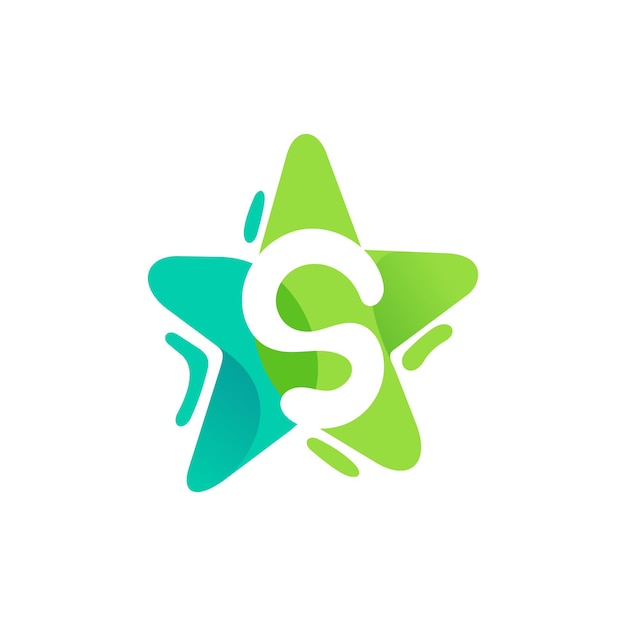 Diseño de la letra S del logotipo La letra S con la combinación de estrellas Elemento de plantilla de diseño plano del logotipo