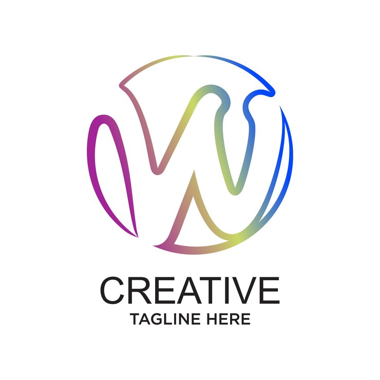 Vector diseño de la letra w del logotipo concepto simple vector premium