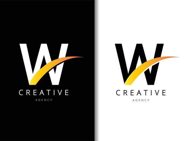 Diseño de la letra W del logotipo con fondo y ilustración vectorial del logotipo creativo de la empresa