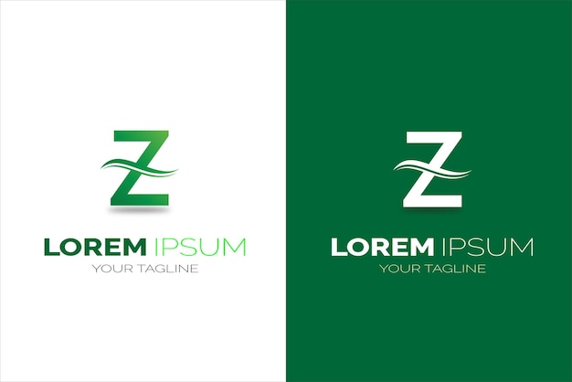 Diseño de la letra Z de la hoja verde
