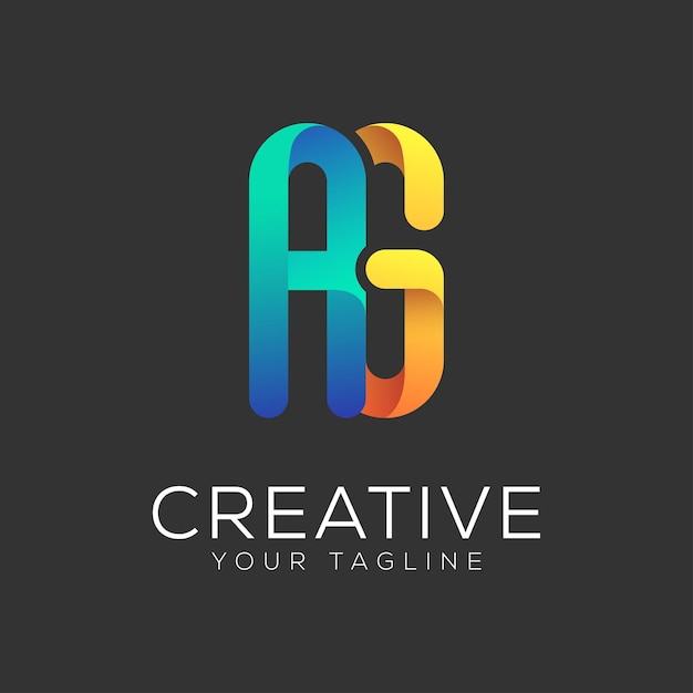 diseño de letras ag gradiente logotipo colorido
