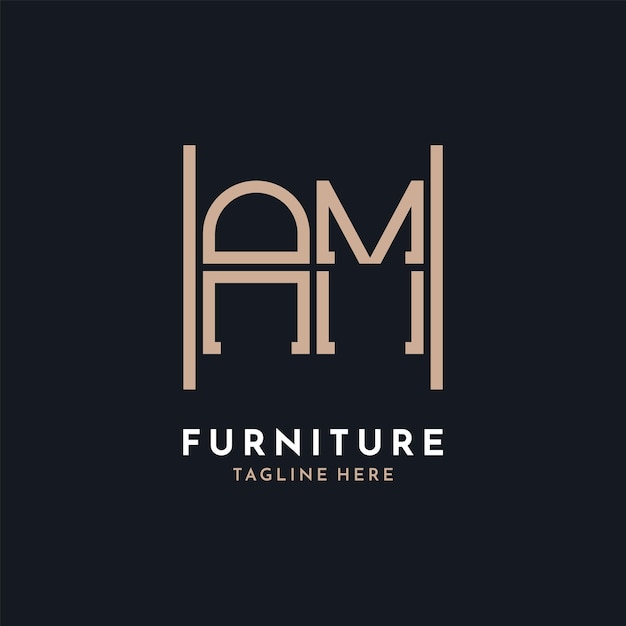 Diseño de letras AM Logotipo de muebles AM de lujo para decoración de interiores y decoración del hogar
