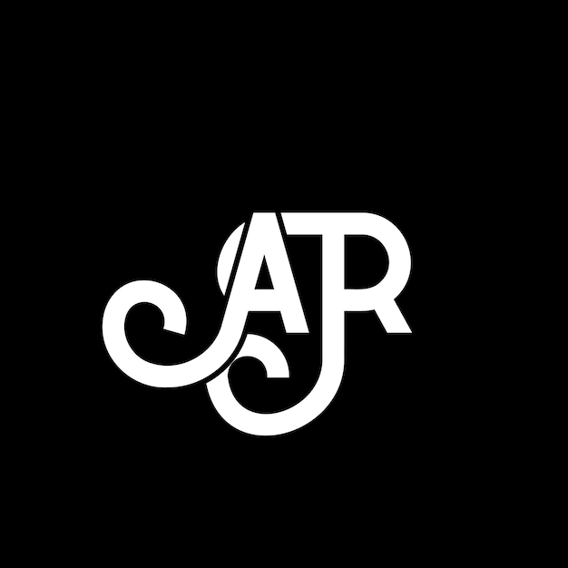 Diseño de letras AR en fondo negro AR iniciales creativas concepto de letra AR diseño de letras AR diseño de letra blanca en fondo negro A R a r logotipo