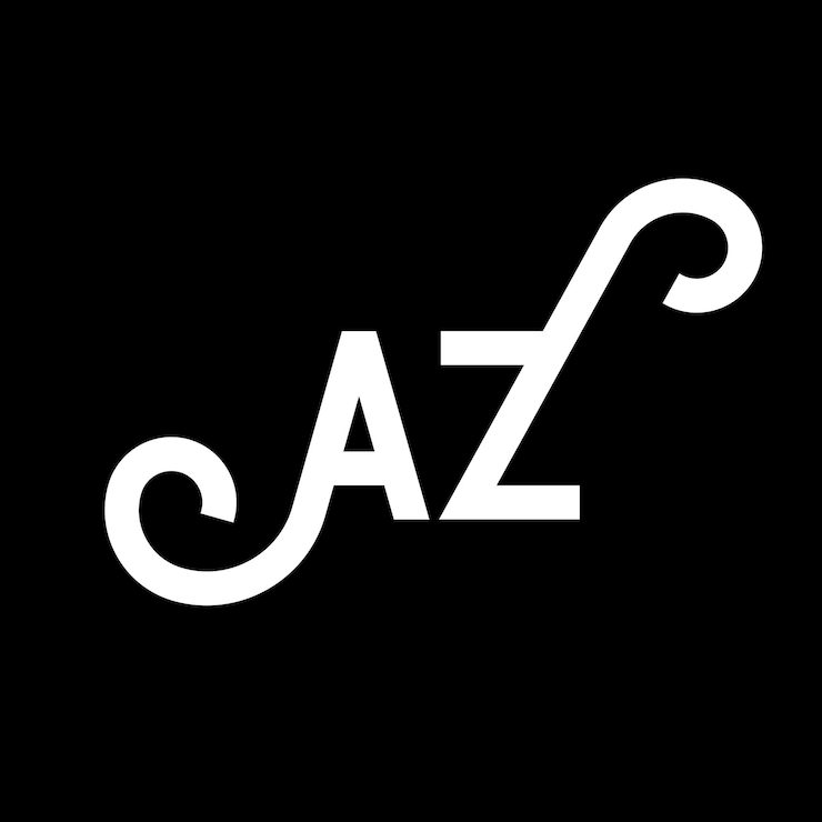 Vector diseño de letras az logotipo en fondo negro az iniciales creativas concepto de letra logotipo az diseño de letras az diseño de letras blancas en fondo negro a z a z logotipo