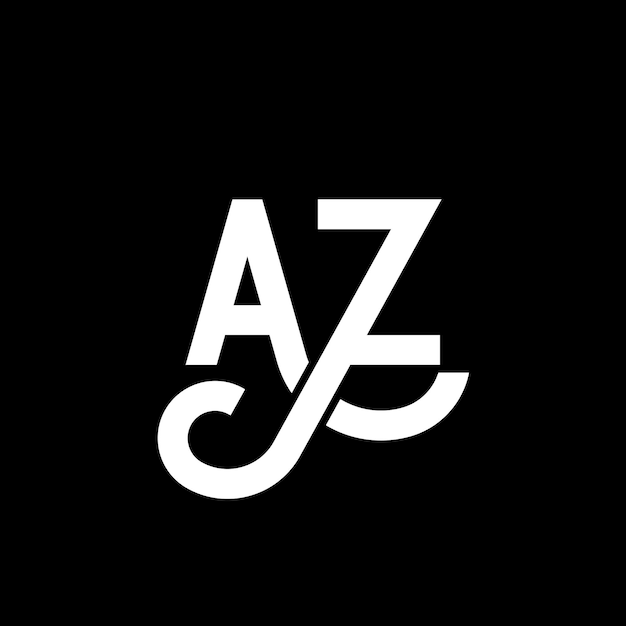 Diseño de letras AZ logotipo en fondo negro AZ iniciales creativas concepto de letra logotipo az diseño de letras AZ diseño de letras blancas en fondo negro A Z a z logotipo