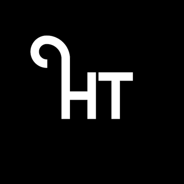 Diseño de letras blancas en fondo negro H T H T logotipo