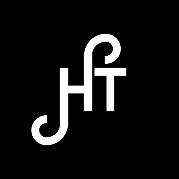 Diseño de letras blancas en fondo negro H T H T logotipo
