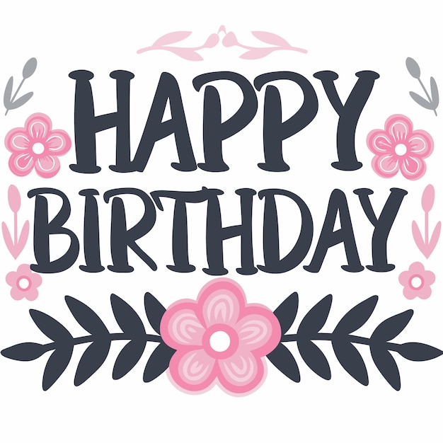 Diseño de letras de cumpleaños en rosa y azul oscuro