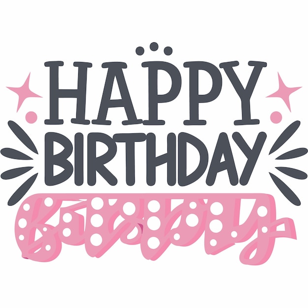 Diseño de letras de cumpleaños en rosa y azul oscuro