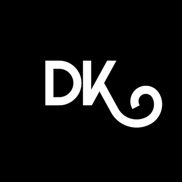Diseño de letras DK en fondo negro Diseño de cartas DK en fondo blanco
