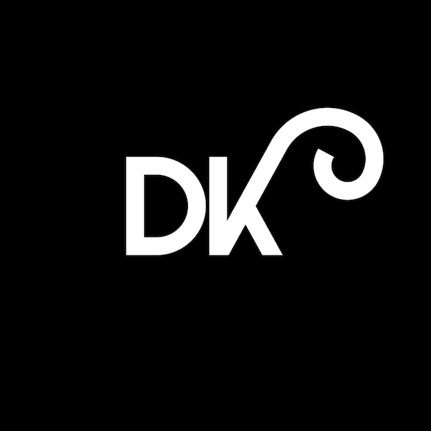 Diseño de letras DK en fondo negro Diseño de cartas DK en fondo blanco