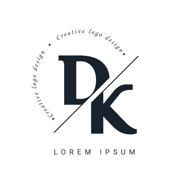 Diseño de letras del logotipo DK con un corte creativo Diseño de logotipo creativo