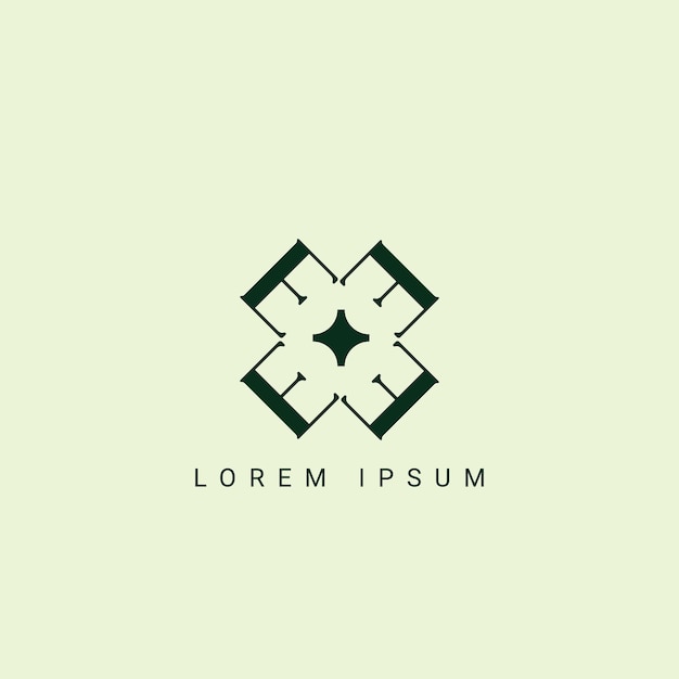 Diseño de letras del logotipo EE plantilla vectorial del alfabeto inicial de la letra E Diseño del logotipo con reflejo brillante