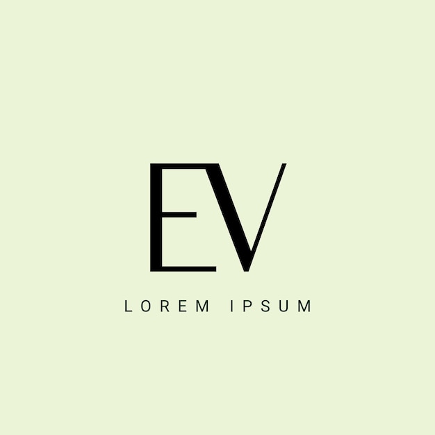 Vector diseño de letras del logotipo ev plantilla vectorial de letras iniciales del alfabeto diseño de logotipo ev con reflejo brillante