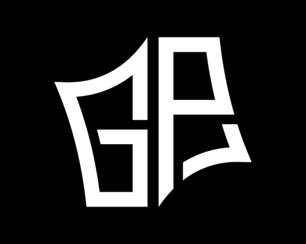Diseño de letras del logotipo GP arte vectorial