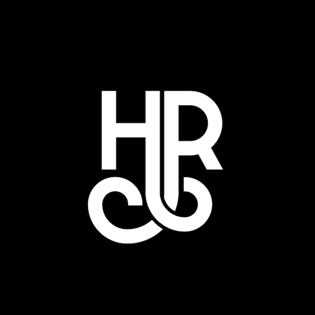 Vector diseño de letras del logotipo hr en fondo negro hr iniciales creativas concepto de letra del logotipo hr diseño de letras hr diseño de letras blancas en fondo negro h r h r logotipo