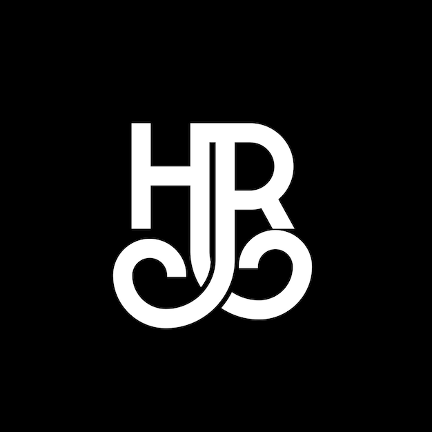 Diseño de letras del logotipo HR en fondo negro HR iniciales creativas concepto de letra del logotipo hr diseño de letras HR diseño de letras blancas en fondo negro H R h r logotipo