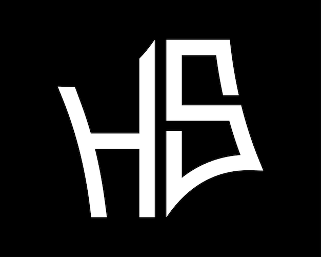 Diseño de letras del logotipo HS arte vectorial