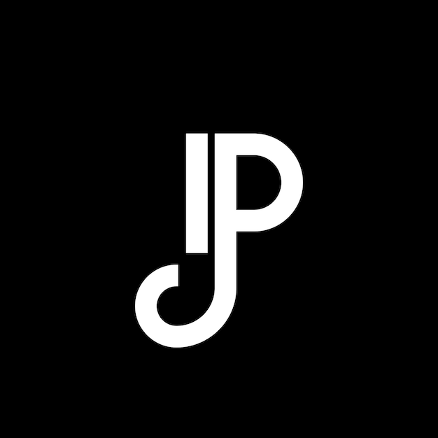 Diseño de letras de logotipo IP en fondo negro IP iniciales creativas concepto de letra de logotipo ip diseño de letras IP diseño de letras blancas en fondo negro I P i p logotipo