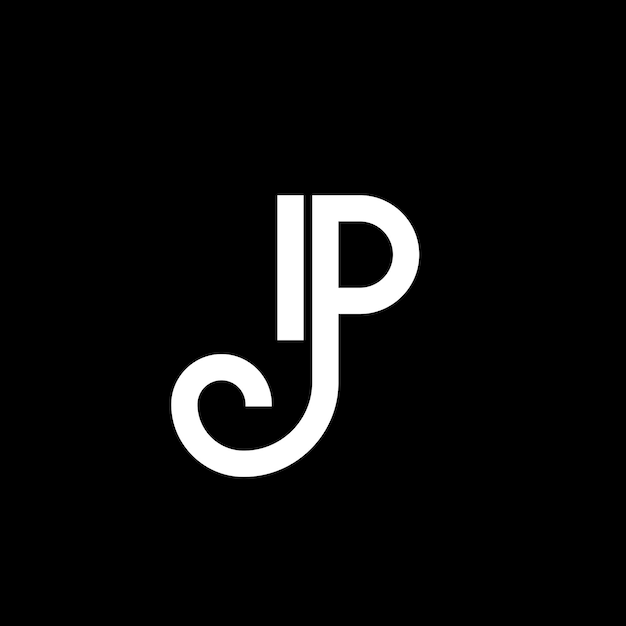 Diseño de letras de logotipo IP en fondo negro IP iniciales creativas concepto de letra de logotipo ip diseño de letras IP diseño de letras blancas en fondo negro I P i p logotipo