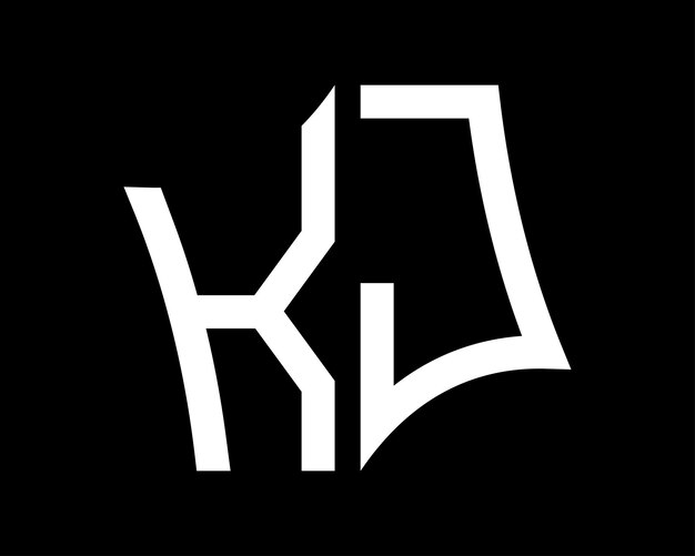 Diseño de letras del logotipo KJ arte vectorial