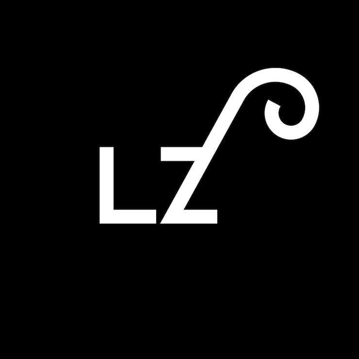 Vector diseño de letras del logotipo lz icono del logotipo de las letras iniciales de la letra abstracta lz plantilla de diseño de logotipo minimalista l z vector de diseño de letras con colores negros logotipo de lz
