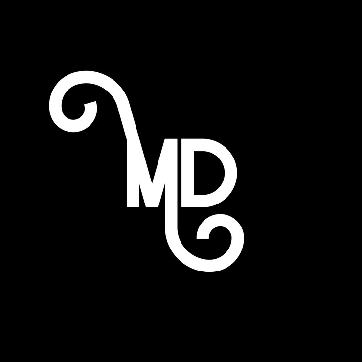 Vector diseño de letras del logotipo md letras iniciales icono del logotipo md letra abstracta modelo de diseño de logotipo md mínimo m vector de diseño de letras d con colores negros logotipo md