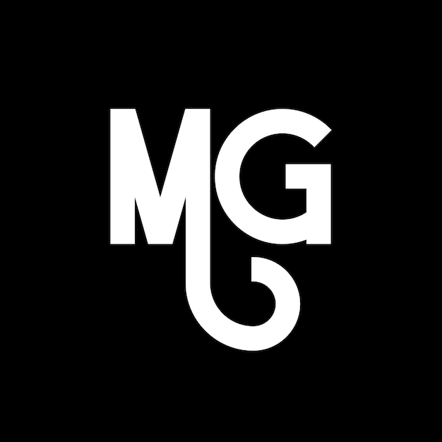 Diseño de letras del logotipo de MG Letras iniciales del icono del logotipo MG Letra abstracta MG plantilla de diseño de logotipo minimalista M Vector de diseño de letras G con colores negros logotipo de mg