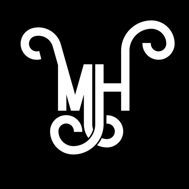 Vector diseño de letras del logotipo mh icon del logotipo de las letras iniciales mh icon de la letra abstracta mh plantilla de diseño de logotipo minimalista m h vector de diseño de letras con colores negros mh logotipo