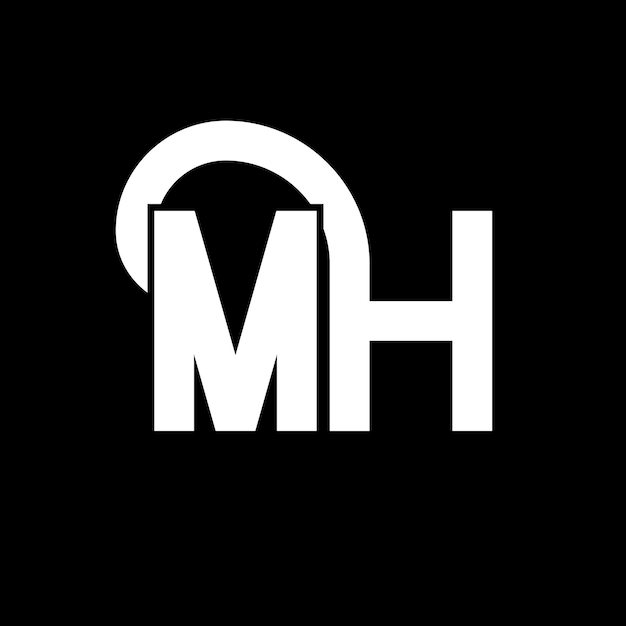 Diseño de letras del logotipo MH Icon del logotipo de las letras iniciales MH Icon de la letra abstracta MH plantilla de diseño de logotipo minimalista M H vector de diseño de letras con colores negros mh logotipo