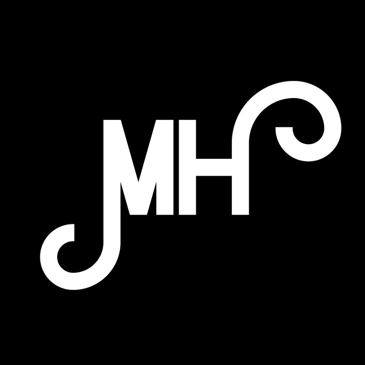Vector diseño de letras del logotipo mh icon del logotipo de las letras iniciales mh icon de la letra abstracta mh plantilla de diseño de logotipo minimalista m h vector de diseño de letras con colores negros mh logotipo
