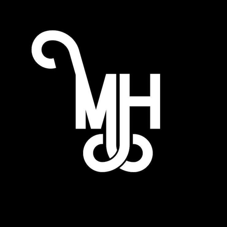 Vector diseño de letras del logotipo mh icon del logotipo de las letras iniciales mh icon de la letra abstracta mh plantilla de diseño de logotipo minimalista m h vector de diseño de letras con colores negros mh logotipo