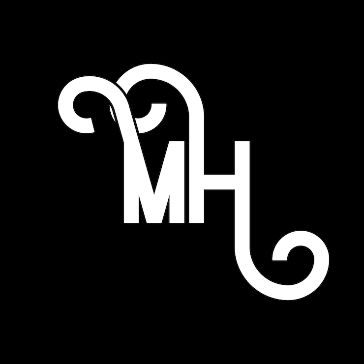 Vector diseño de letras del logotipo mh icon del logotipo de las letras iniciales mh icon de la letra abstracta mh plantilla de diseño de logotipo minimalista m h vector de diseño de letras con colores negros mh logotipo