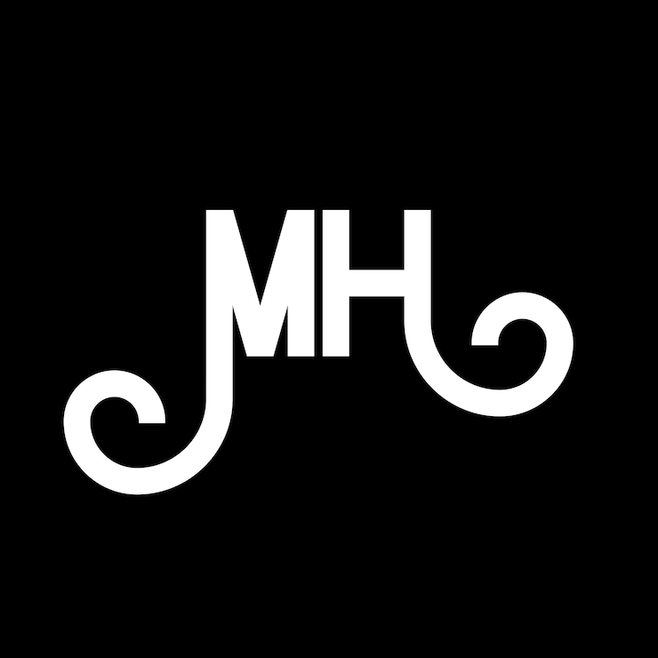 Vector diseño de letras del logotipo mh icon del logotipo de las letras iniciales mh icon de la letra abstracta mh plantilla de diseño de logotipo minimalista m h vector de diseño de letras con colores negros mh logotipo