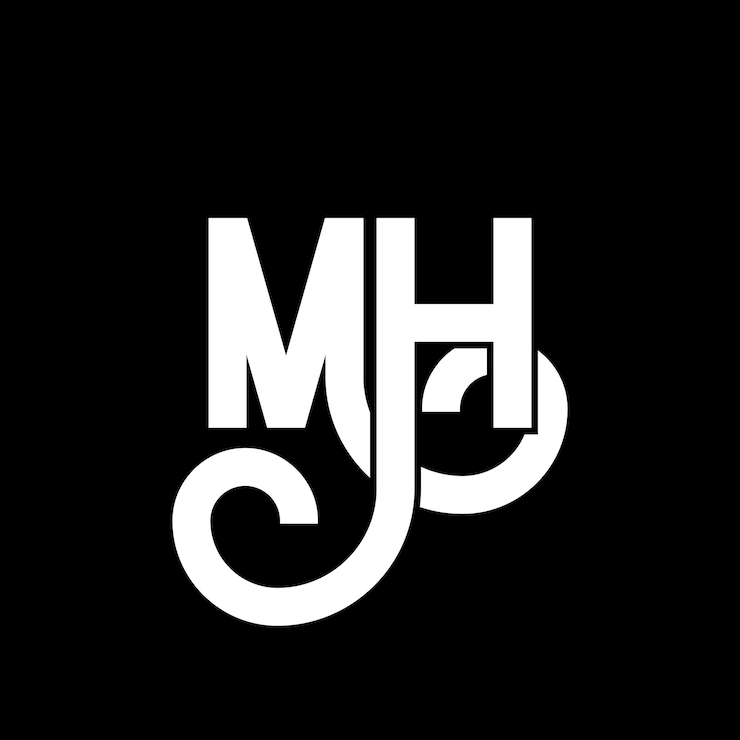 Vector diseño de letras del logotipo mh icon del logotipo de las letras iniciales mh icon de la letra abstracta mh plantilla de diseño de logotipo minimalista m h vector de diseño de letras con colores negros mh logotipo
