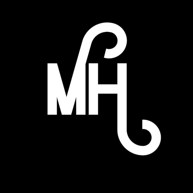 Vector diseño de letras del logotipo mh icon del logotipo de las letras iniciales mh icon de la letra abstracta mh plantilla de diseño de logotipo minimalista m h vector de diseño de letras con colores negros mh logotipo
