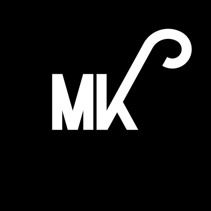 Vector diseño de letras del logotipo mk letras iniciales icono del logotipo mk letra abstracta mk plantilla de diseño de logotipo minimalista m k vector de diseño de letras con colores negros mk logotipo