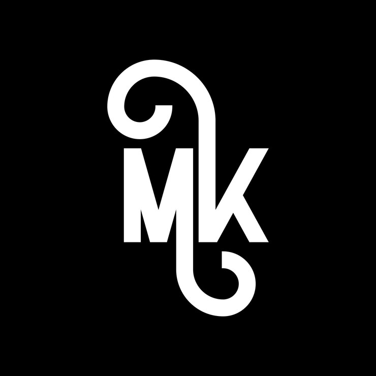 Vector diseño de letras del logotipo mk letras iniciales icono del logotipo mk letra abstracta mk plantilla de diseño de logotipo minimalista m k vector de diseño de letras con colores negros mk logotipo